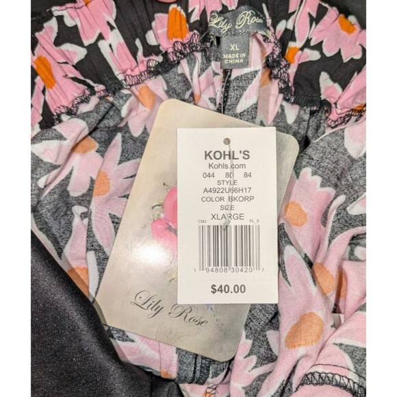 Lily Rose Romper XL Junior's Black Floral Cross Back Short Sleeve Mod Print - Picture 8 of 9